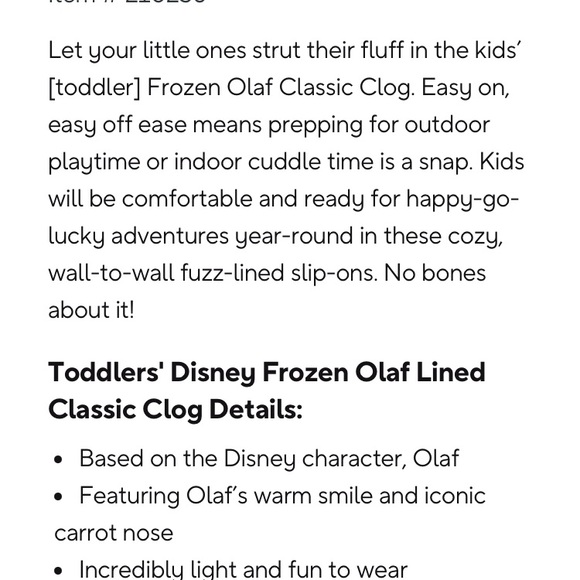 COPY - Disney Frozen Olaf Lined Classic Clog - NIB Toddler Olaf Crocs 7 - Picture 6 of 6